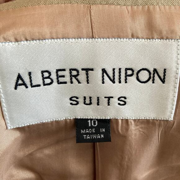 Vintage Albert Nipon Skirt Suit Womens Size 10 Light Brown Double Breasted - Picture 3 of 14